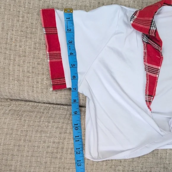 Schoolgirl Crop Top and Plaid Skirt Set - Picture 6 of 9